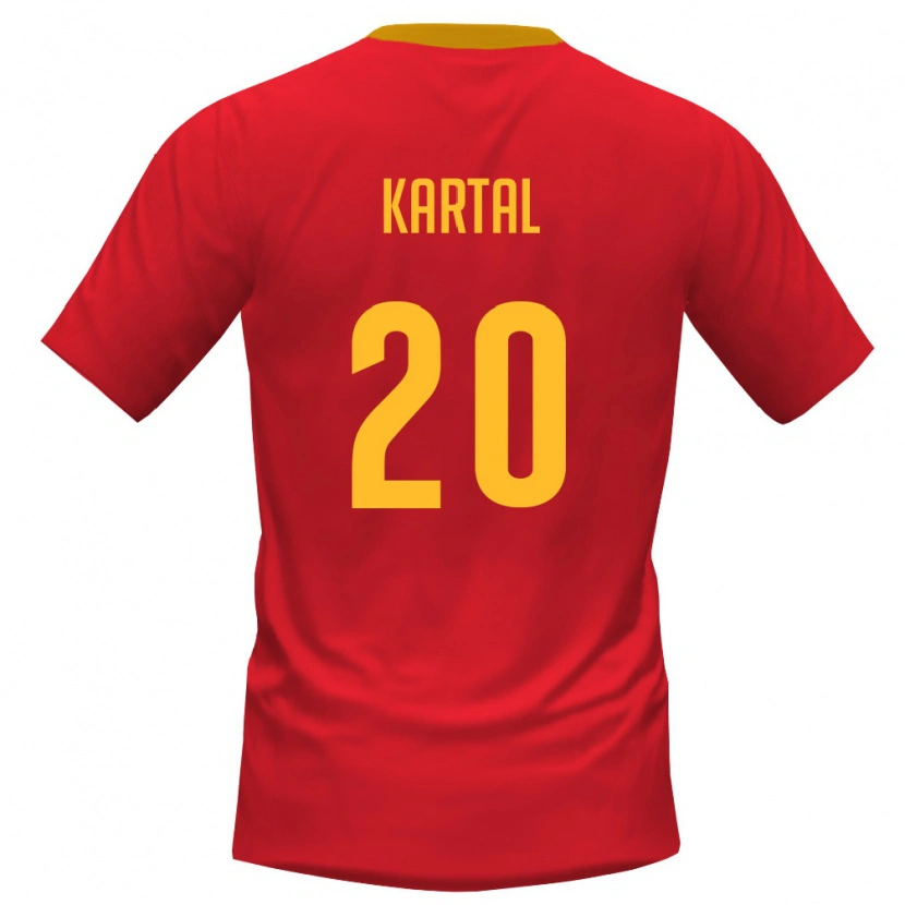 Danxen Mujer Camiseta Montenegro Andrej Kartal #20 Rojo Amarillo 1ª Equipación 26-28 La Camisa