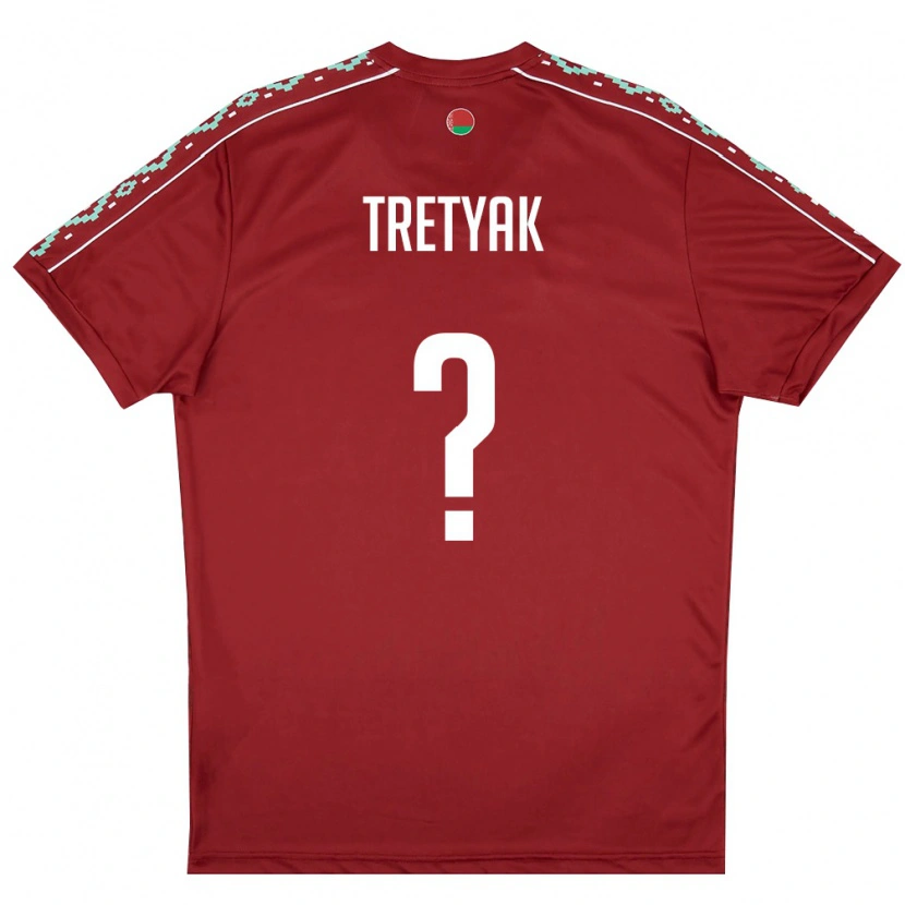 Danxen Mujer Camiseta Bielorrusia Yaromir Tretyak #0 Rojo Oscuro Blanco 1ª Equipación 26-28 La Camisa