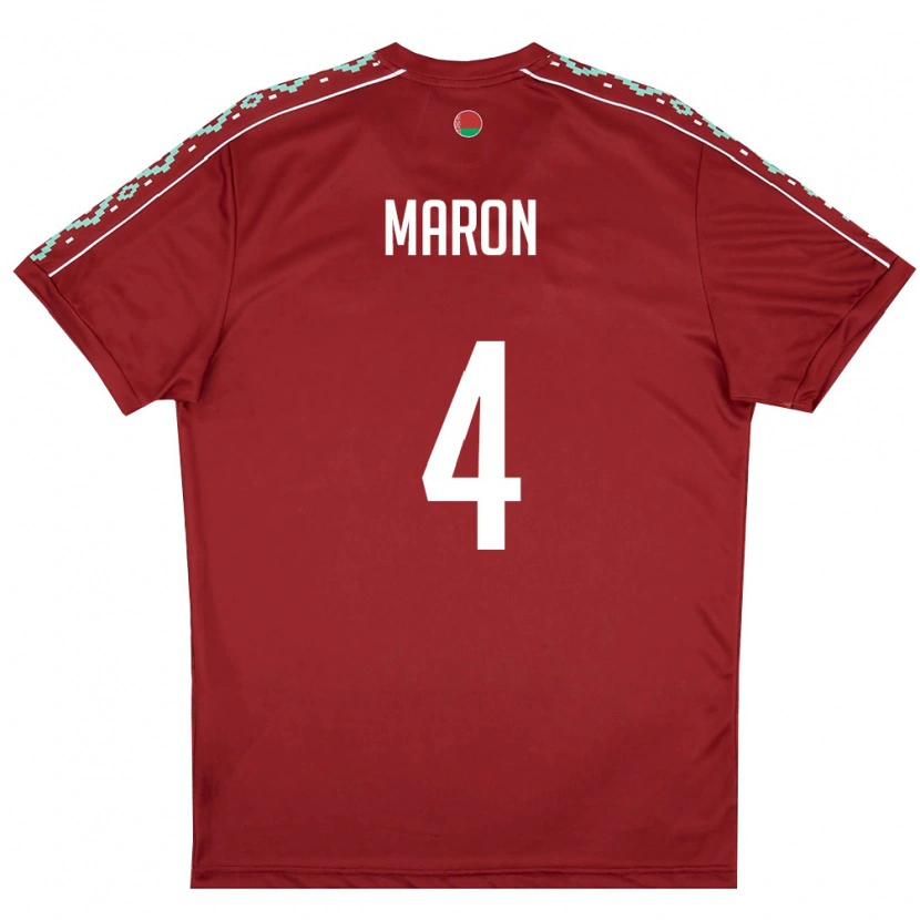 Danxen Mujer Camiseta Bielorrusia Dmitriy Maron #4 Rojo Oscuro Blanco 1ª Equipación 26-28 La Camisa