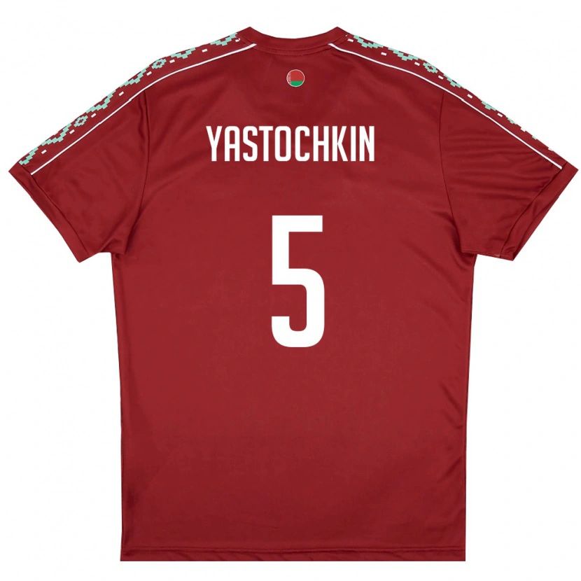 Danxen Mujer Camiseta Bielorrusia Anatoliy Yastochkin #5 Rojo Oscuro Blanco 1ª Equipación 26-28 La Camisa