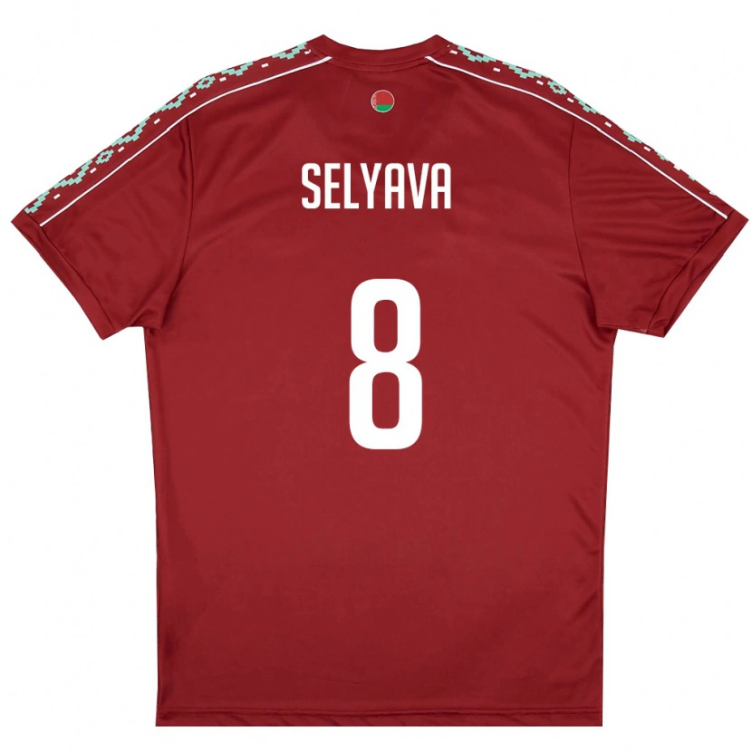 Danxen Mujer Camiseta Bielorrusia Aleksandr Selyava #8 Rojo Oscuro Blanco 1ª Equipación 26-28 La Camisa