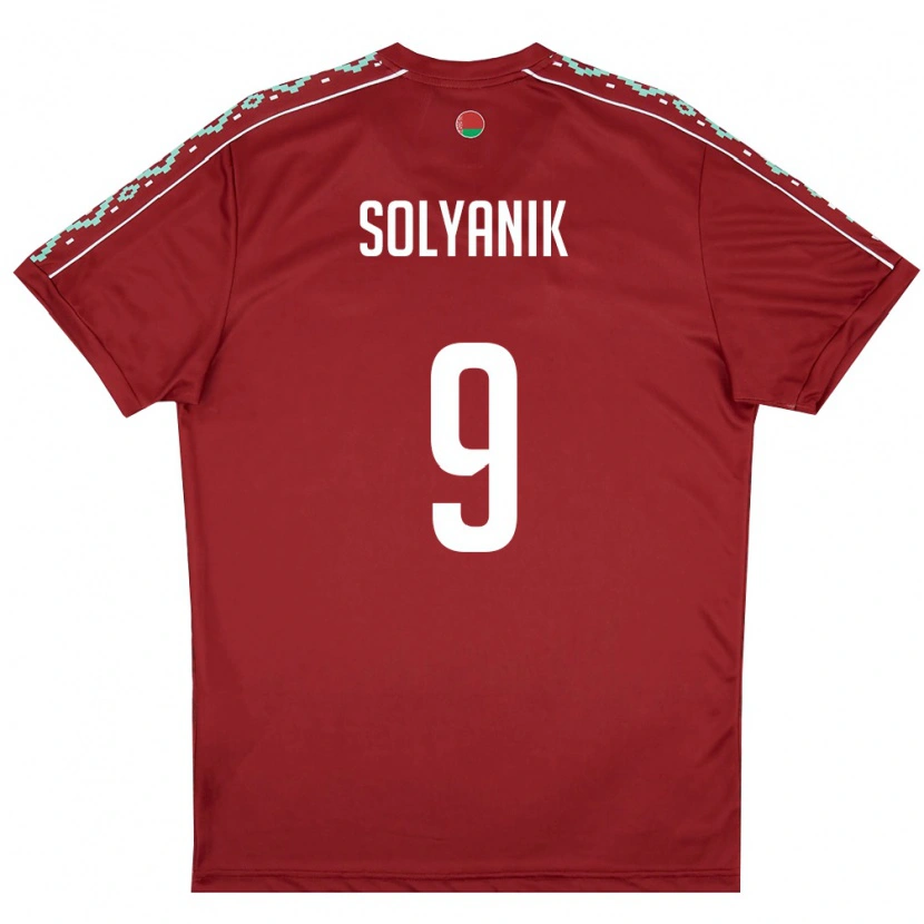 Danxen Mujer Camiseta Bielorrusia Kirill Solyanik #9 Rojo Oscuro Blanco 1ª Equipación 26-28 La Camisa