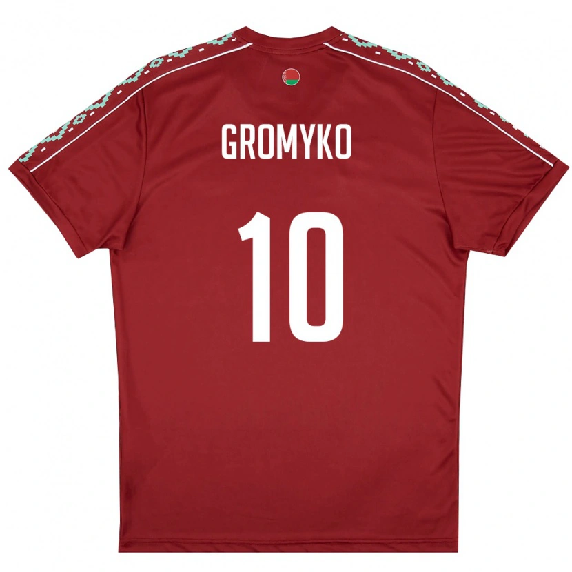 Danxen Mujer Camiseta Bielorrusia Valeriy Gromyko #10 Rojo Oscuro Blanco 1ª Equipación 26-28 La Camisa