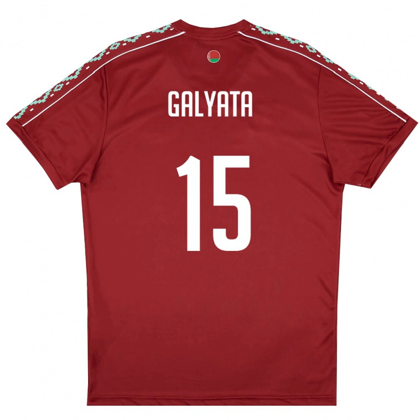 Danxen Mujer Camiseta Bielorrusia Daniil Galyata #15 Rojo Oscuro Blanco 1ª Equipación 26-28 La Camisa