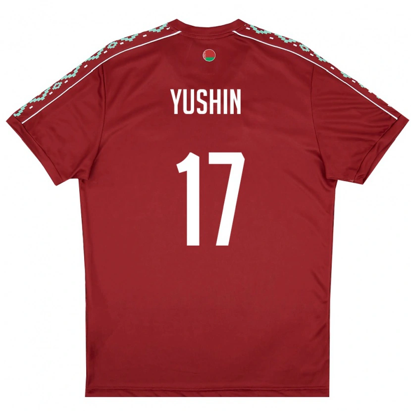 Danxen Mujer Camiseta Bielorrusia Lavr Yushin #17 Rojo Oscuro Blanco 1ª Equipación 26-28 La Camisa