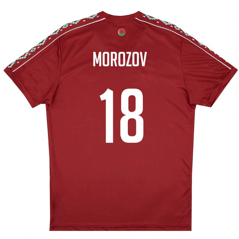 Danxen Mujer Camiseta Bielorrusia Vladislav Morozov #18 Rojo Oscuro Blanco 1ª Equipación 26-28 La Camisa