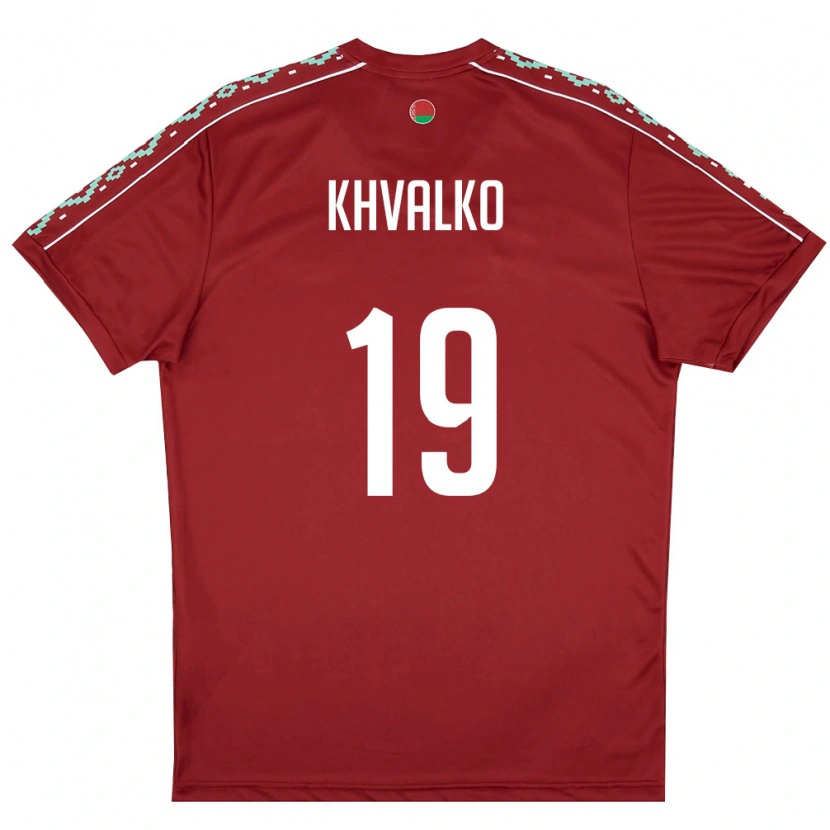 Danxen Mujer Camiseta Bielorrusia Egor Khvalko #19 Rojo Oscuro Blanco 1ª Equipación 26-28 La Camisa