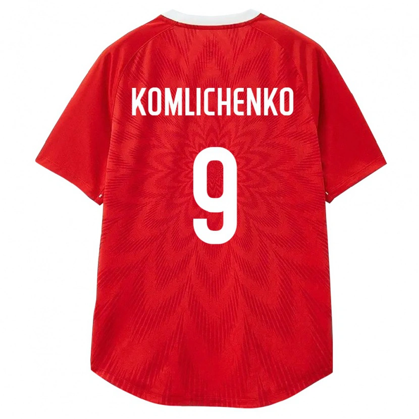 Danxen Mujer Camiseta Rusia Nikolay Komlichenko #9 Rojo Blanco Marrón 1ª Equipación 26-28 La Camisa