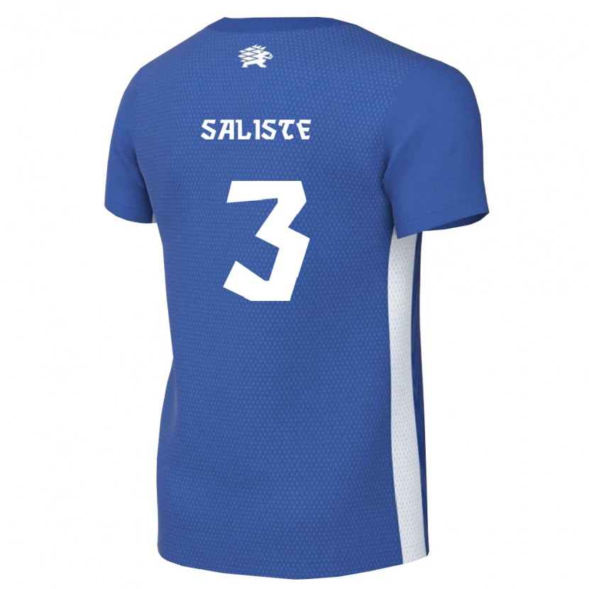 Danxen Mujer Camiseta Estonia Joseph Saliste #3 Azul Oscuro Blanco 1ª Equipación 26-28 La Camisa