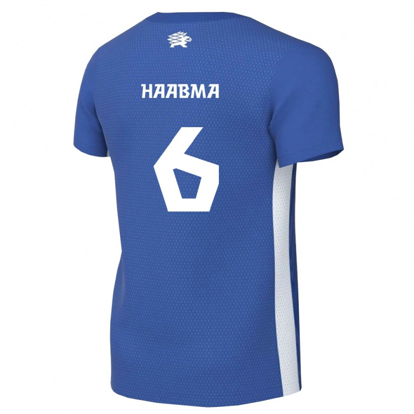 Danxen Mujer Camiseta Estonia Trevor Haabma #6 Azul Oscuro Blanco 1ª Equipación 26-28 La Camisa