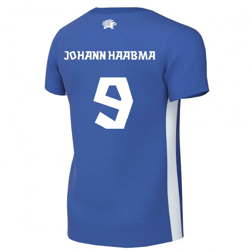 Danxen Mujer Camiseta Estonia Karl Johann Haabma #9 Azul Oscuro Blanco 1ª Equipación 26-28 La Camisa