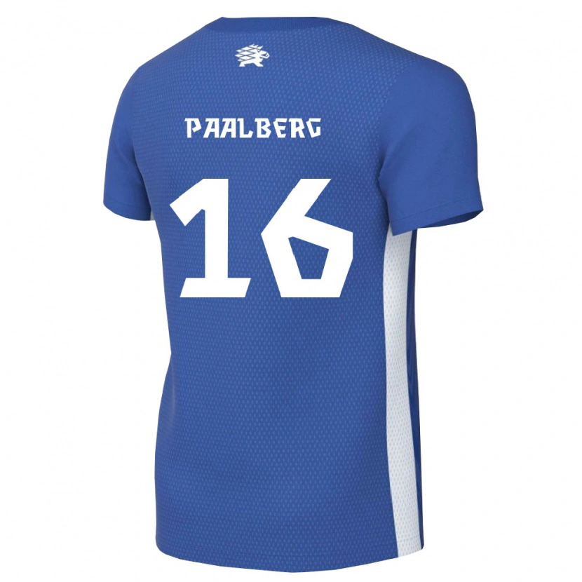 Danxen Mujer Camiseta Estonia Marten-Chris Paalberg #16 Azul Oscuro Blanco 1ª Equipación 26-28 La Camisa