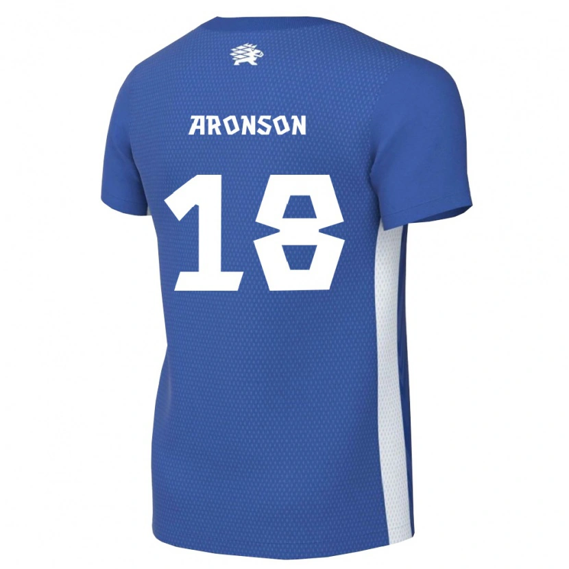 Danxen Mujer Camiseta Estonia Arseni Aronson #18 Azul Oscuro Blanco 1ª Equipación 26-28 La Camisa