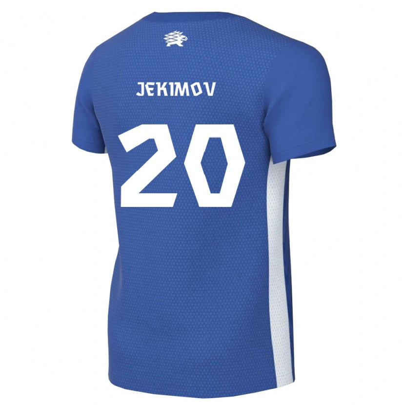Danxen Mujer Camiseta Estonia Fjodor Jekimov #20 Azul Oscuro Blanco 1ª Equipación 26-28 La Camisa
