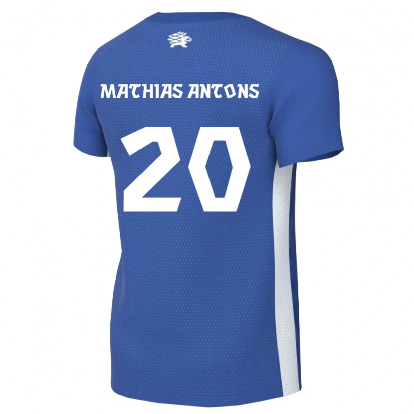 Danxen Mujer Camiseta Estonia Oskar Mathias Antons #20 Azul Oscuro Blanco 1ª Equipación 26-28 La Camisa