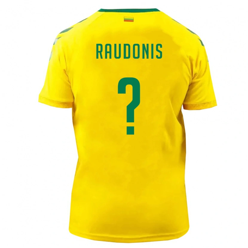 Danxen Mujer Camiseta Lituania Armandas Raudonis #0 Amarillo Verde 1ª Equipación 26-28 La Camisa