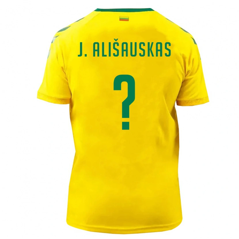 Danxen Mujer Camiseta Lituania Jordanas Ališauskas #0 Amarillo Verde 1ª Equipación 26-28 La Camisa