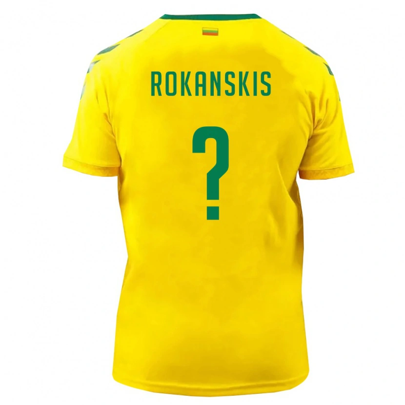 Danxen Mujer Camiseta Lituania Gediminas Rokanskis #0 Amarillo Verde 1ª Equipación 26-28 La Camisa