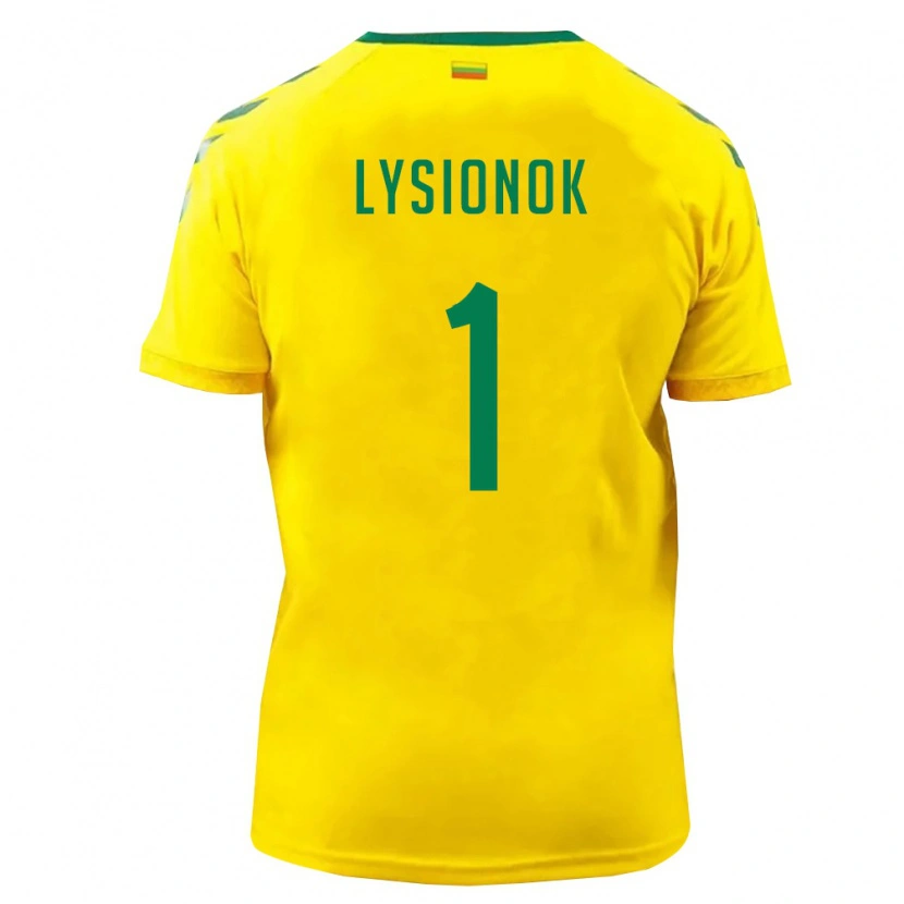Danxen Mujer Camiseta Lituania Ernestas Lysionok #1 Amarillo Verde 1ª Equipación 26-28 La Camisa