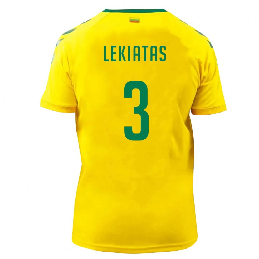 Danxen Mujer Camiseta Lituania Rokas Lekiatas #3 Amarillo Verde 1ª Equipación 26-28 La Camisa