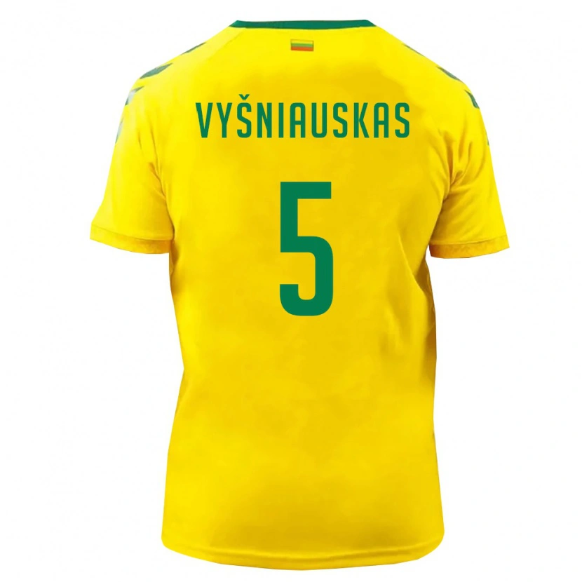 Danxen Mujer Camiseta Lituania Nojus Vyšniauskas #5 Amarillo Verde 1ª Equipación 26-28 La Camisa