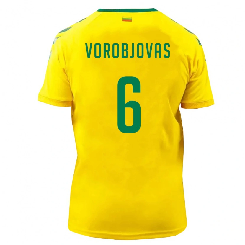 Danxen Mujer Camiseta Lituania Modestas Vorobjovas #6 Amarillo Verde 1ª Equipación 26-28 La Camisa