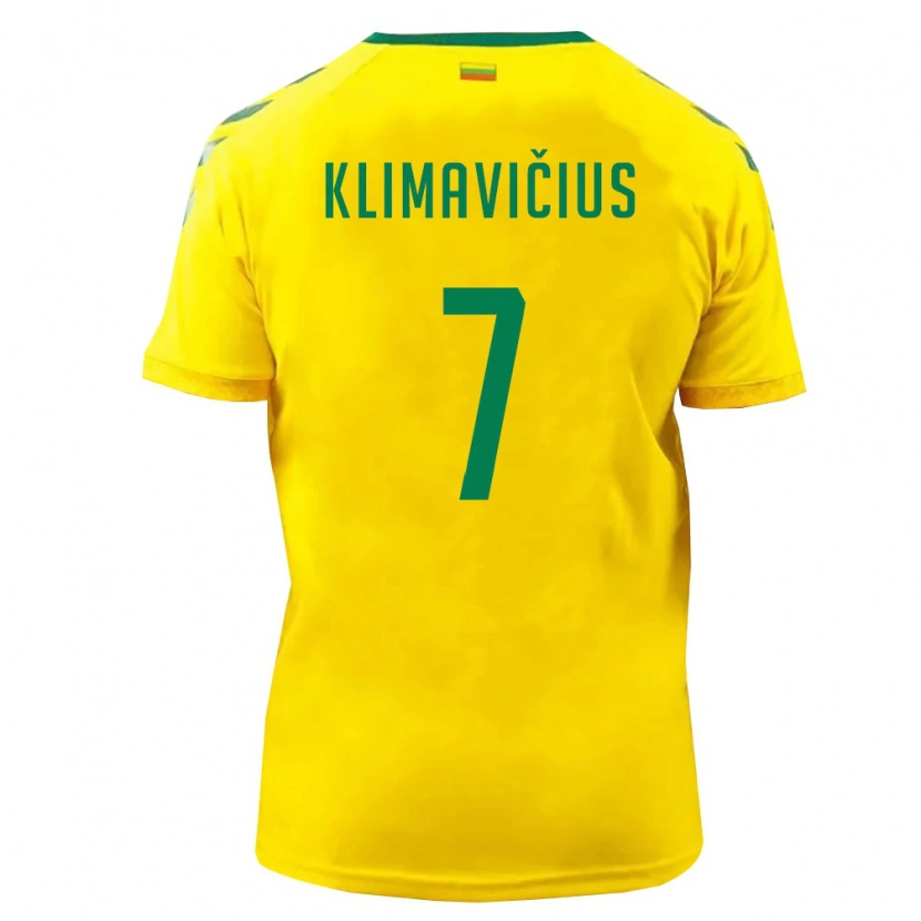 Danxen Mujer Camiseta Lituania Nedas Klimavičius #7 Amarillo Verde 1ª Equipación 26-28 La Camisa