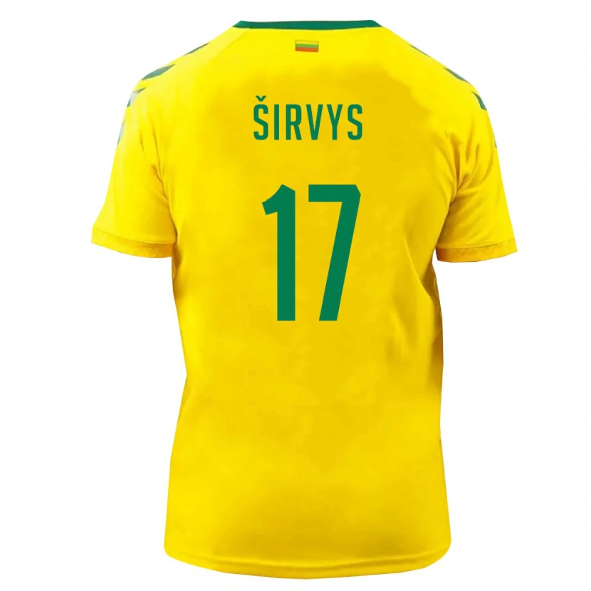 Danxen Mujer Camiseta Lituania Pijus Sirvys #17 Amarillo Verde 1ª Equipación 26-28 La Camisa