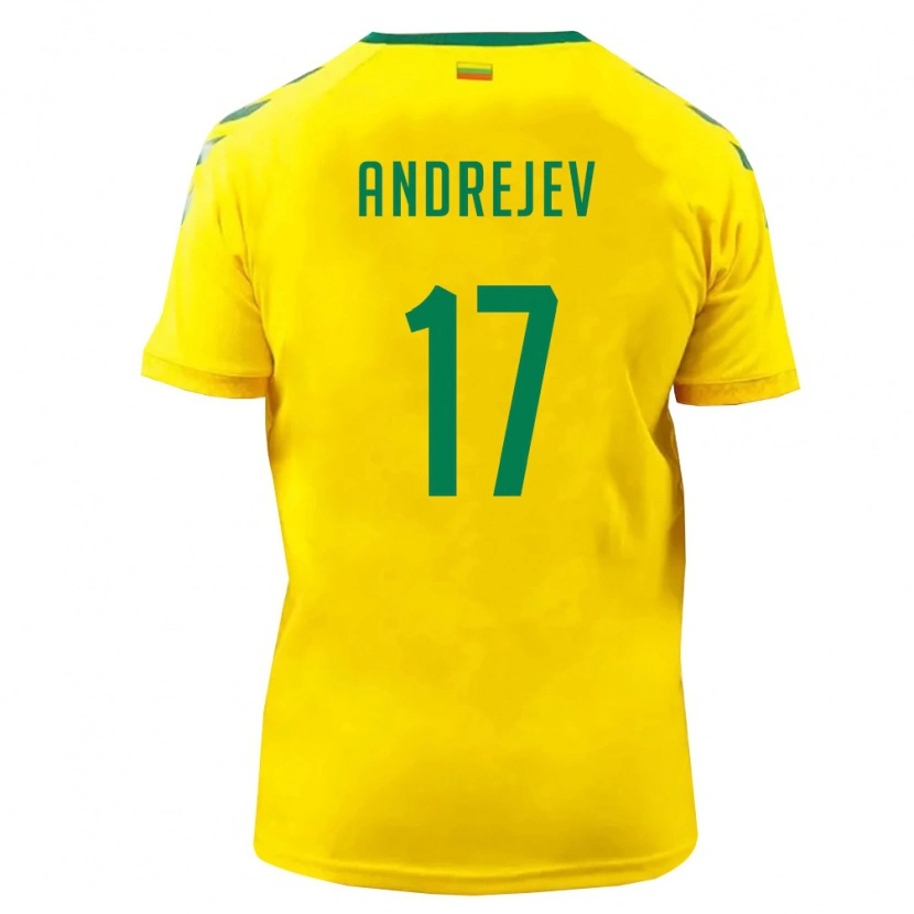 Danxen Mujer Camiseta Lituania Maksim Andrejev #17 Amarillo Verde 1ª Equipación 26-28 La Camisa
