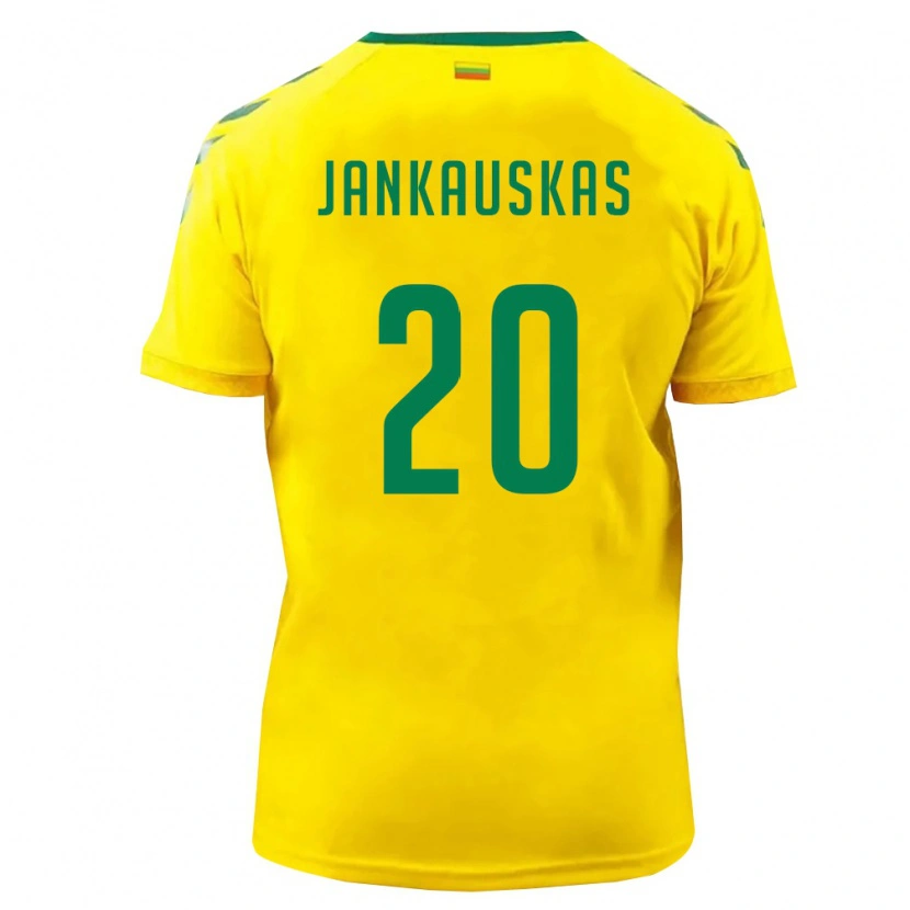 Danxen Mujer Camiseta Lituania Eligijus Jankauskas #20 Amarillo Verde 1ª Equipación 26-28 La Camisa