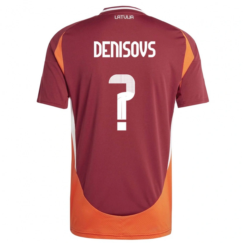 Danxen Mujer Camiseta Letonia Artemijs Denisovs #0 Rojo Oscuro Blanco Naranja 1ª Equipación 26-28 La Camisa