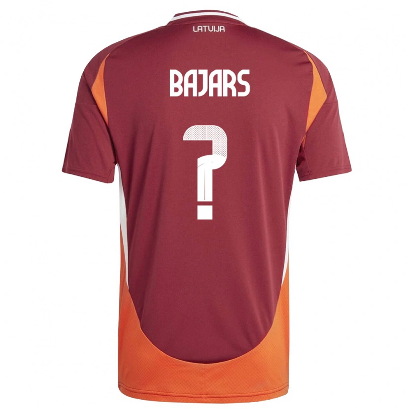 Danxen Mujer Camiseta Letonia Marko Bajars #0 Rojo Oscuro Blanco Naranja 1ª Equipación 26-28 La Camisa