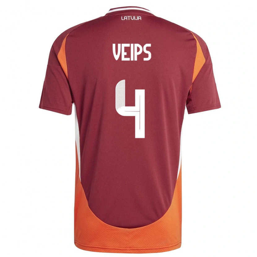 Danxen Mujer Camiseta Letonia Roberts Veips #4 Rojo Oscuro Blanco Naranja 1ª Equipación 26-28 La Camisa