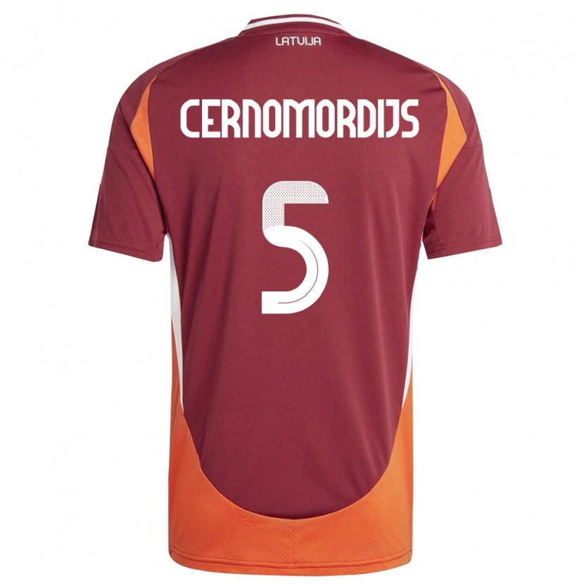 Danxen Mujer Camiseta Letonia Antonijs Cernomordijs #5 Rojo Oscuro Blanco Naranja 1ª Equipación 26-28 La Camisa