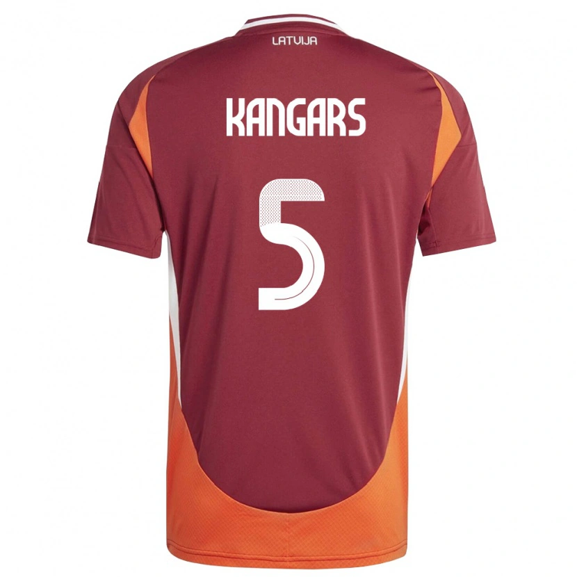 Danxen Mujer Camiseta Letonia Alans Kangars #5 Rojo Oscuro Blanco Naranja 1ª Equipación 26-28 La Camisa