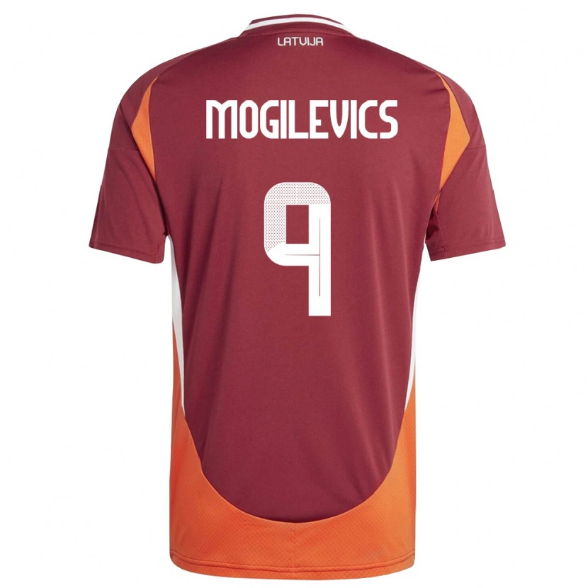 Danxen Mujer Camiseta Letonia Miroslavs Mogilevics #9 Rojo Oscuro Blanco Naranja 1ª Equipación 26-28 La Camisa