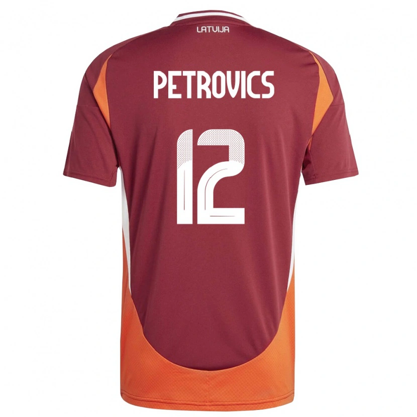 Danxen Mujer Camiseta Letonia Toms Petrovics #12 Rojo Oscuro Blanco Naranja 1ª Equipación 26-28 La Camisa