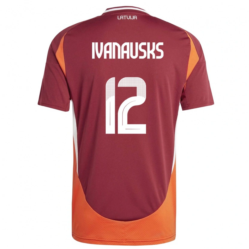 Danxen Mujer Camiseta Letonia Ivans Ivanausks #12 Rojo Oscuro Blanco Naranja 1ª Equipación 26-28 La Camisa