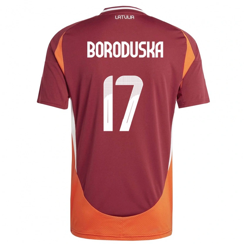 Danxen Mujer Camiseta Letonia Eriks Boroduska #17 Rojo Oscuro Blanco Naranja 1ª Equipación 26-28 La Camisa