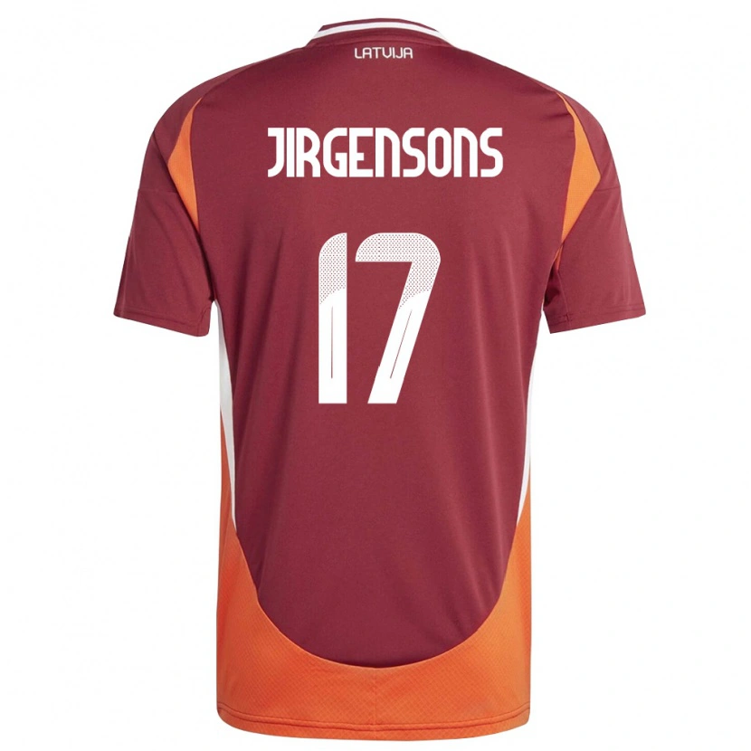 Danxen Mujer Camiseta Letonia Bruno Jirgensons #17 Rojo Oscuro Blanco Naranja 1ª Equipación 26-28 La Camisa