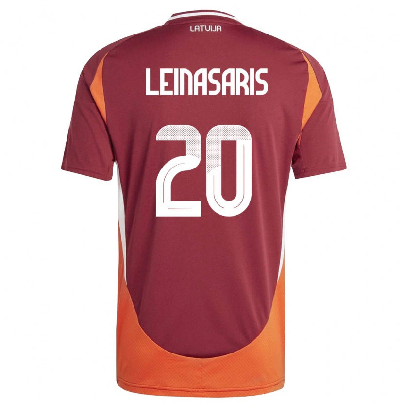 Danxen Mujer Camiseta Letonia Augusts Leinasaris #20 Rojo Oscuro Blanco Naranja 1ª Equipación 26-28 La Camisa