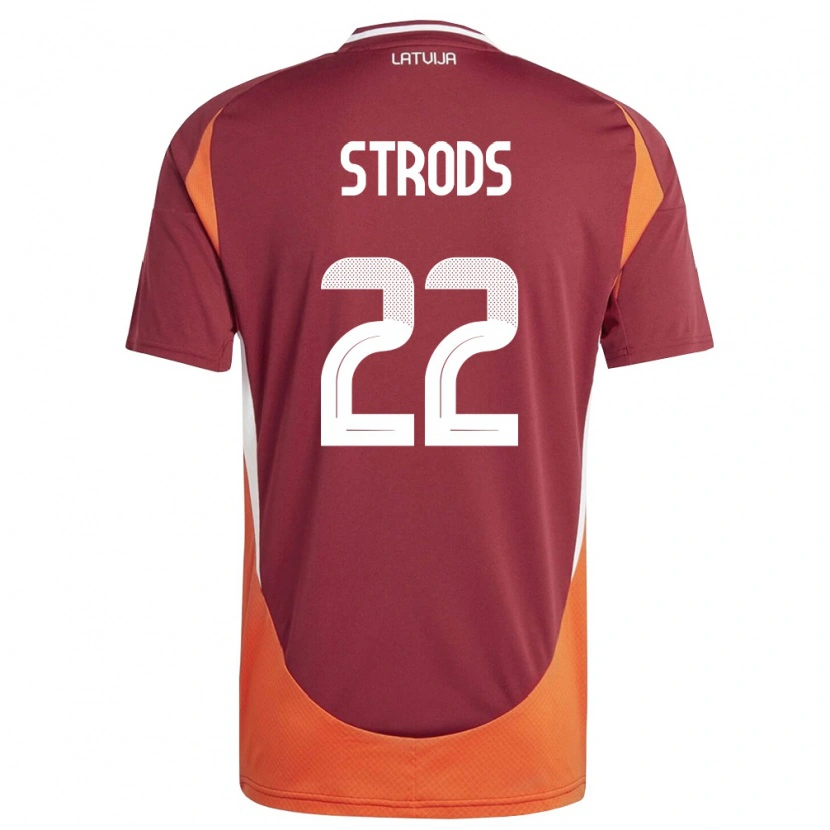 Danxen Mujer Camiseta Letonia Markuss Strods #22 Rojo Oscuro Blanco Naranja 1ª Equipación 26-28 La Camisa