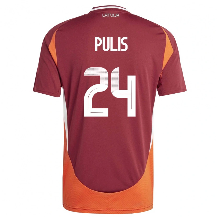 Danxen Mujer Camiseta Letonia Ingars Pulis #24 Rojo Oscuro Blanco Naranja 1ª Equipación 26-28 La Camisa