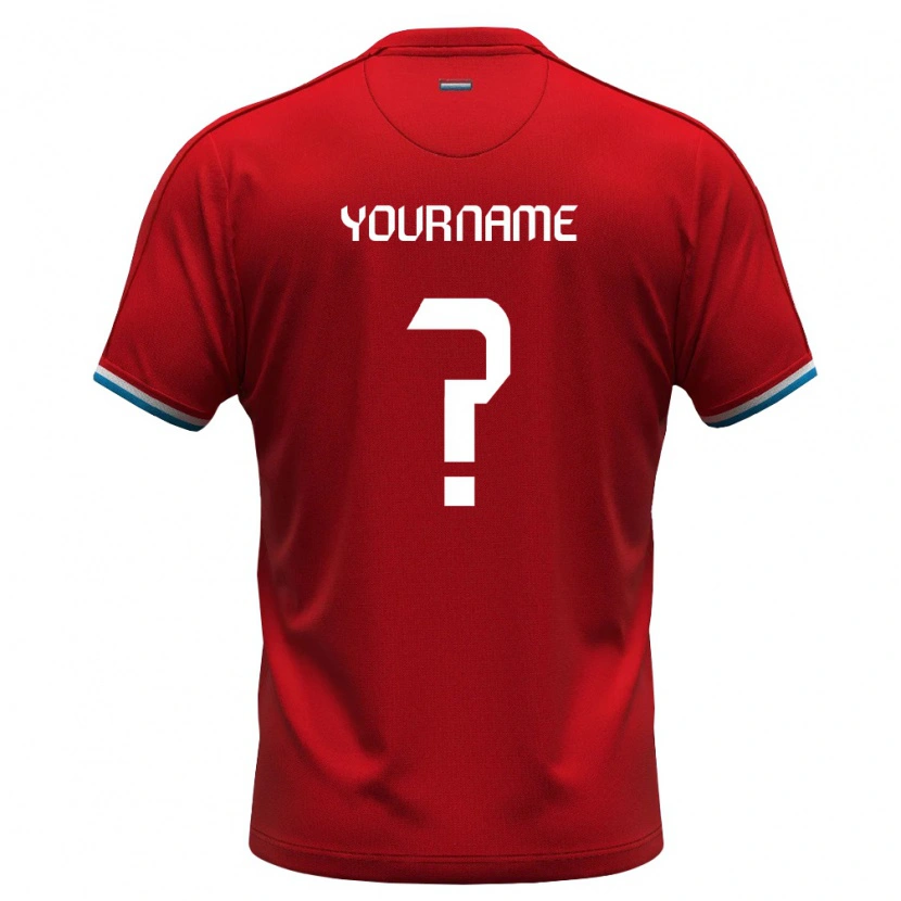 Danxen Mujer Camiseta Luxemburgo Su Nombre #0 Rojo Blanco Azul 1ª Equipación 26-28 La Camisa