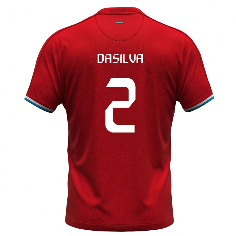 Danxen Mujer Camiseta Luxemburgo Aston Da Silva #2 Rojo Blanco Azul 1ª Equipación 26-28 La Camisa