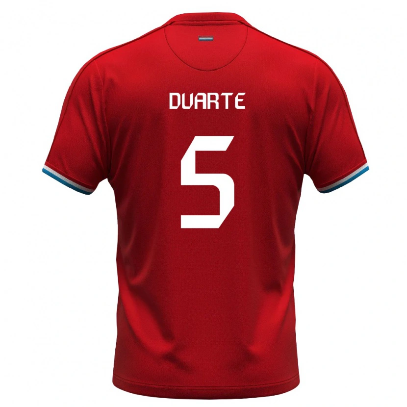 Danxen Mujer Camiseta Luxemburgo Enzo Duarte #5 Rojo Blanco Azul 1ª Equipación 26-28 La Camisa