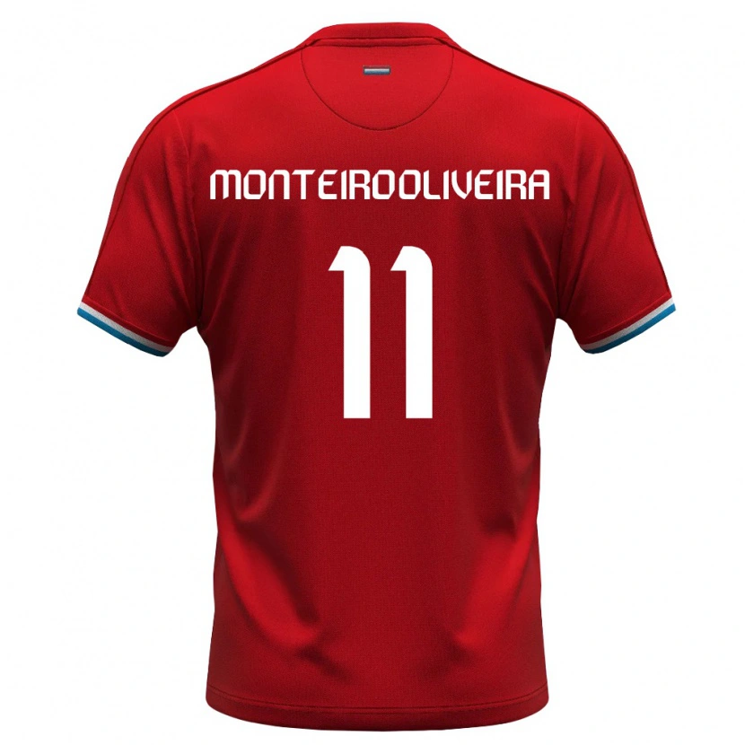 Danxen Mujer Camiseta Luxemburgo Diego Monteiro Oliveira #11 Rojo Blanco Azul 1ª Equipación 26-28 La Camisa