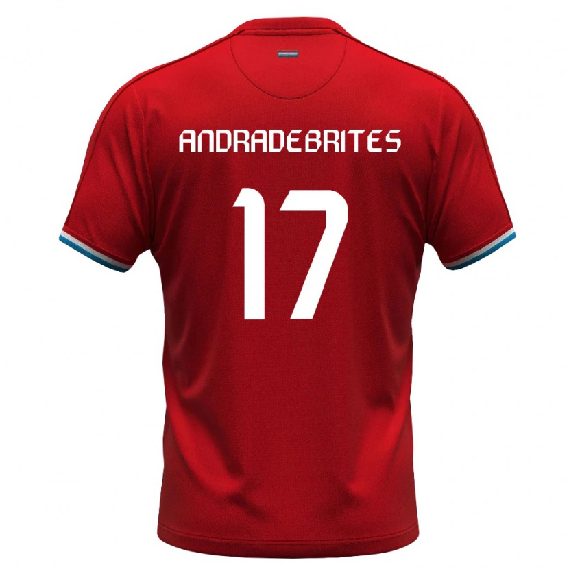 Danxen Mujer Camiseta Luxemburgo Christophe Andrade Brites #17 Rojo Blanco Azul 1ª Equipación 26-28 La Camisa