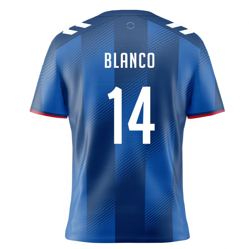 Danxen Mujer Camiseta Puerto Rico Justin Blanco #14 Azul Real Rojo Blanco 1ª Equipación 26-28 La Camisa