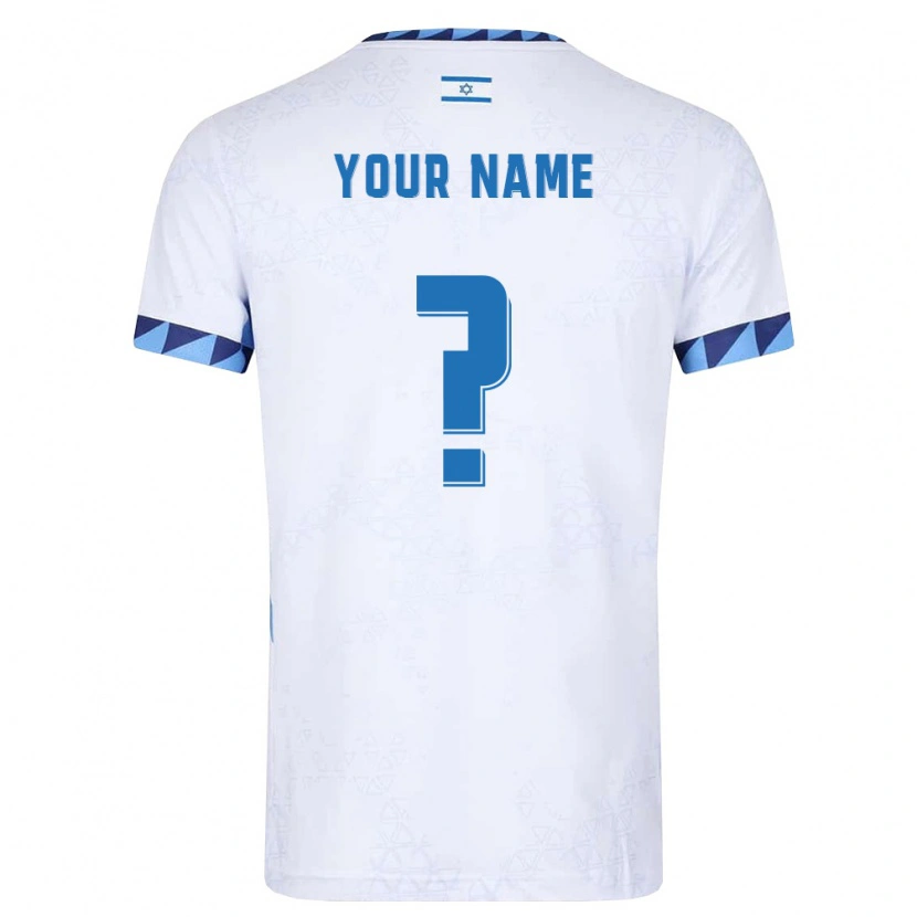 Danxen Mujer Camiseta Israel Su Nombre #0 Blanco Azul Claro 1ª Equipación 26-28 La Camisa